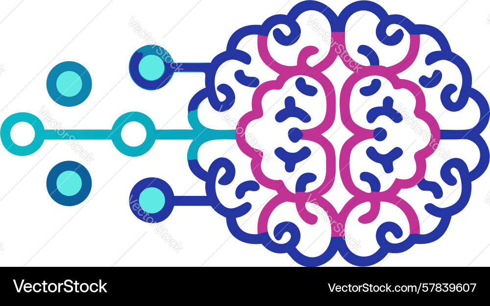 Complex brain network with interconnected nodes vector image