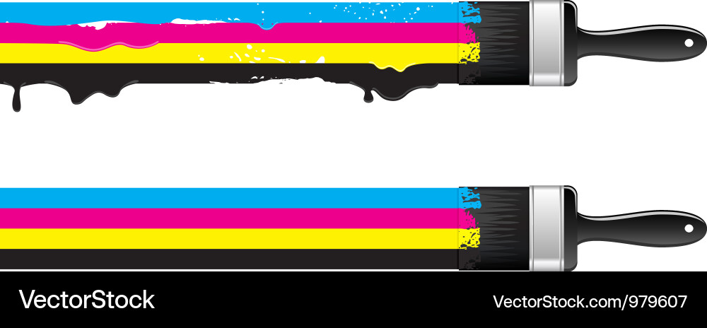 Cyan Magenta Yellow Paintbrushes Vector Image
