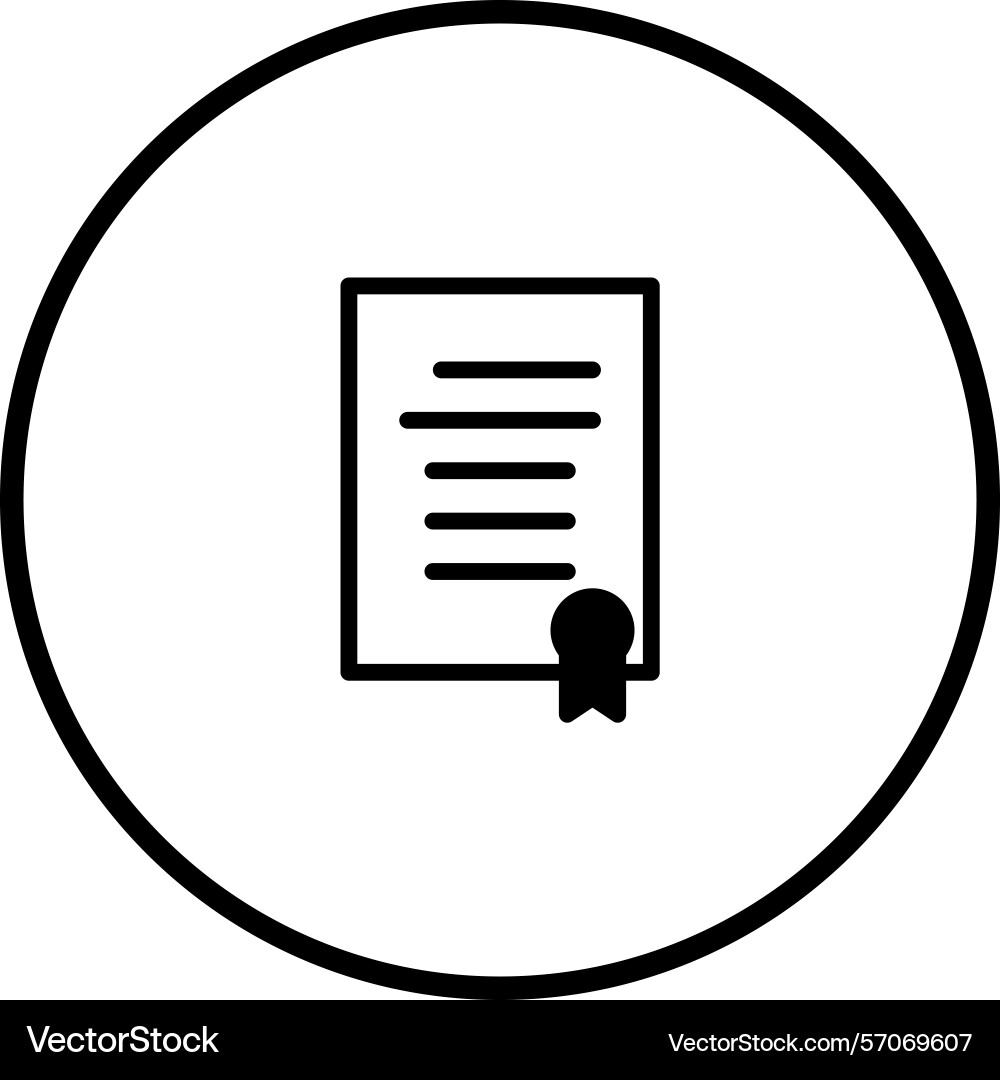 Elegant certificate icon within circular frame vector image