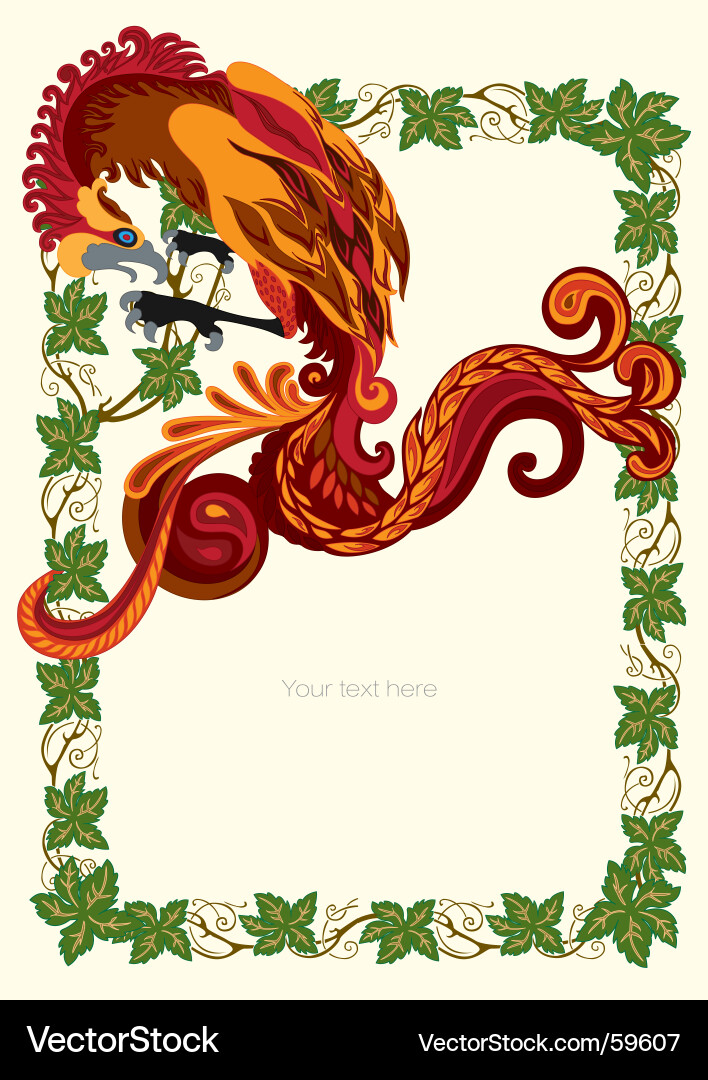 Frame with firebird vector image