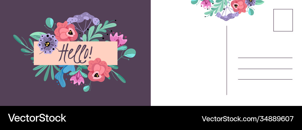 Hello postcard happy spring holiday card Hello postcard happy spring holiday card vector image