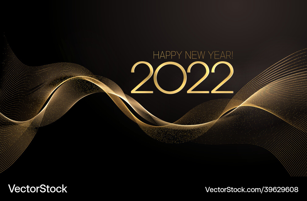 2022 new year abstract shiny color gold wave vector image