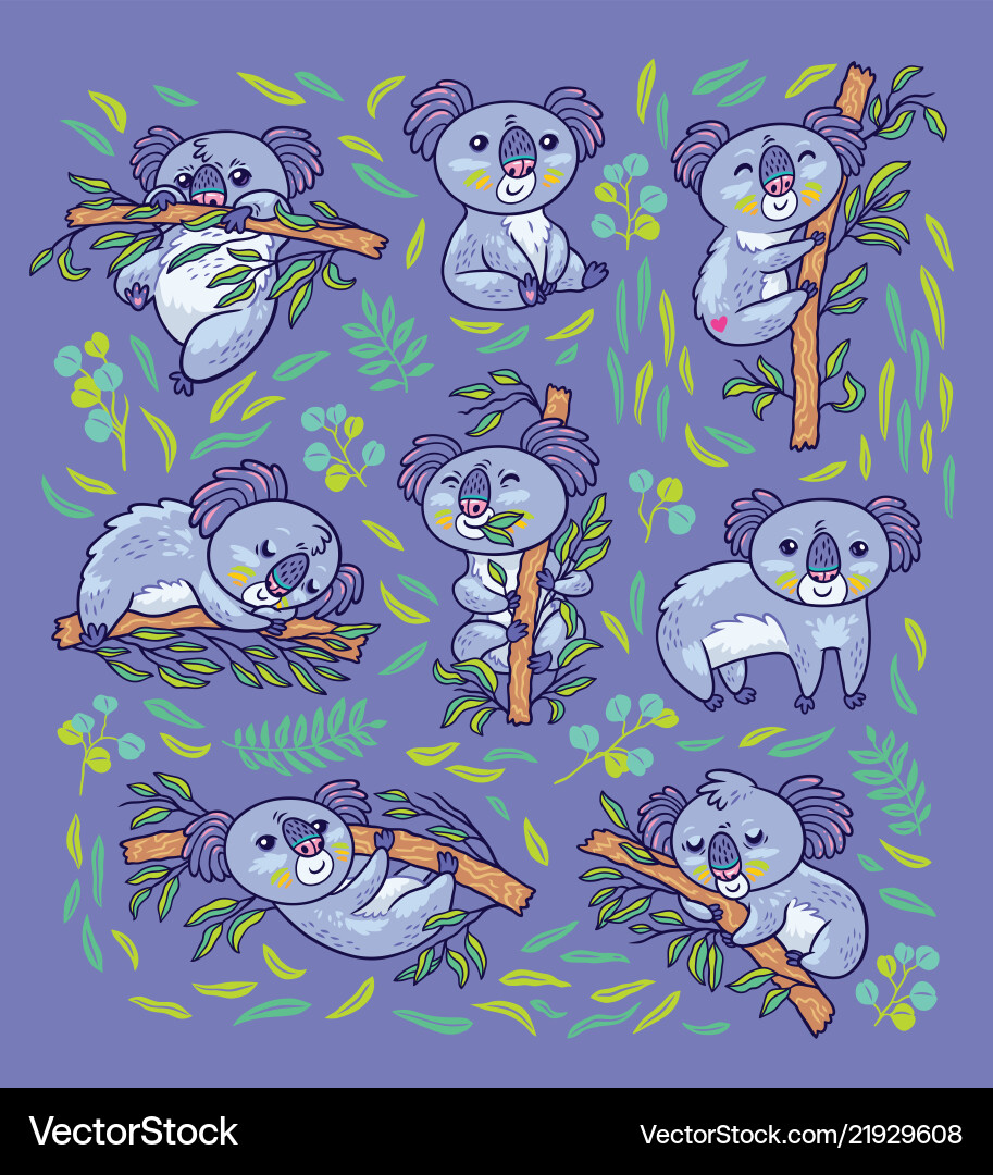 Adorable Koala Characters Vector Image