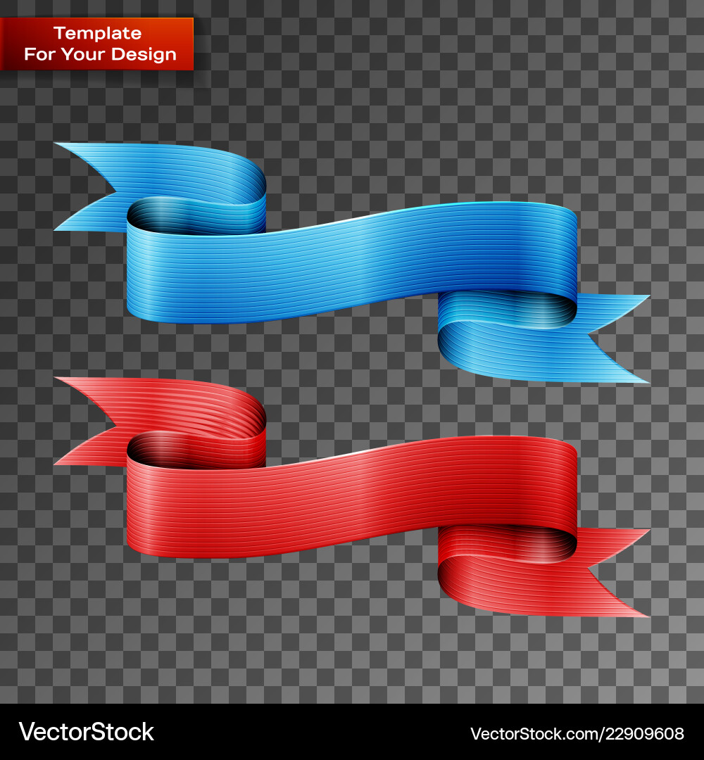 Blue and red ribbons on transparent background Blue and red ribbons on transparent background vector image