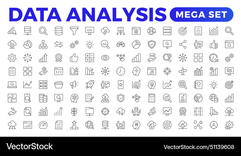 Data analytics icon set big analysis Data analytics icon set big analysis vector image