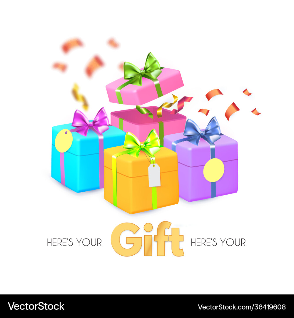 Falling gift boxes 3d gifts for special offer Falling gift boxes 3d gifts for special offer Vector Image