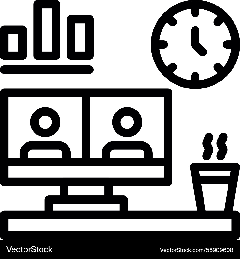 Remote work environment linear style icon design vector image