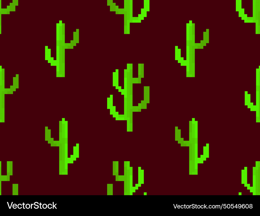Seamless pattern with cacti in pixel art style Seamless pattern with cacti in pixel art style Vector Image
