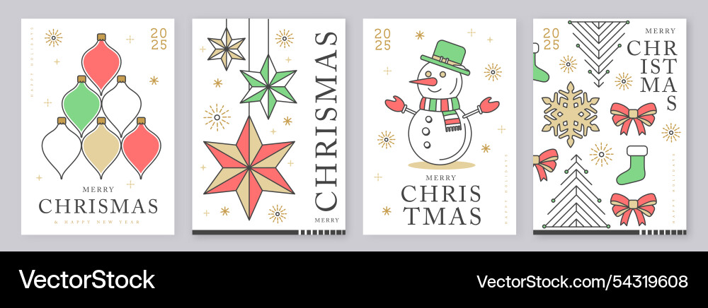 Set of merry christmas and happy new year cards Set of merry christmas and happy new year cards vector image