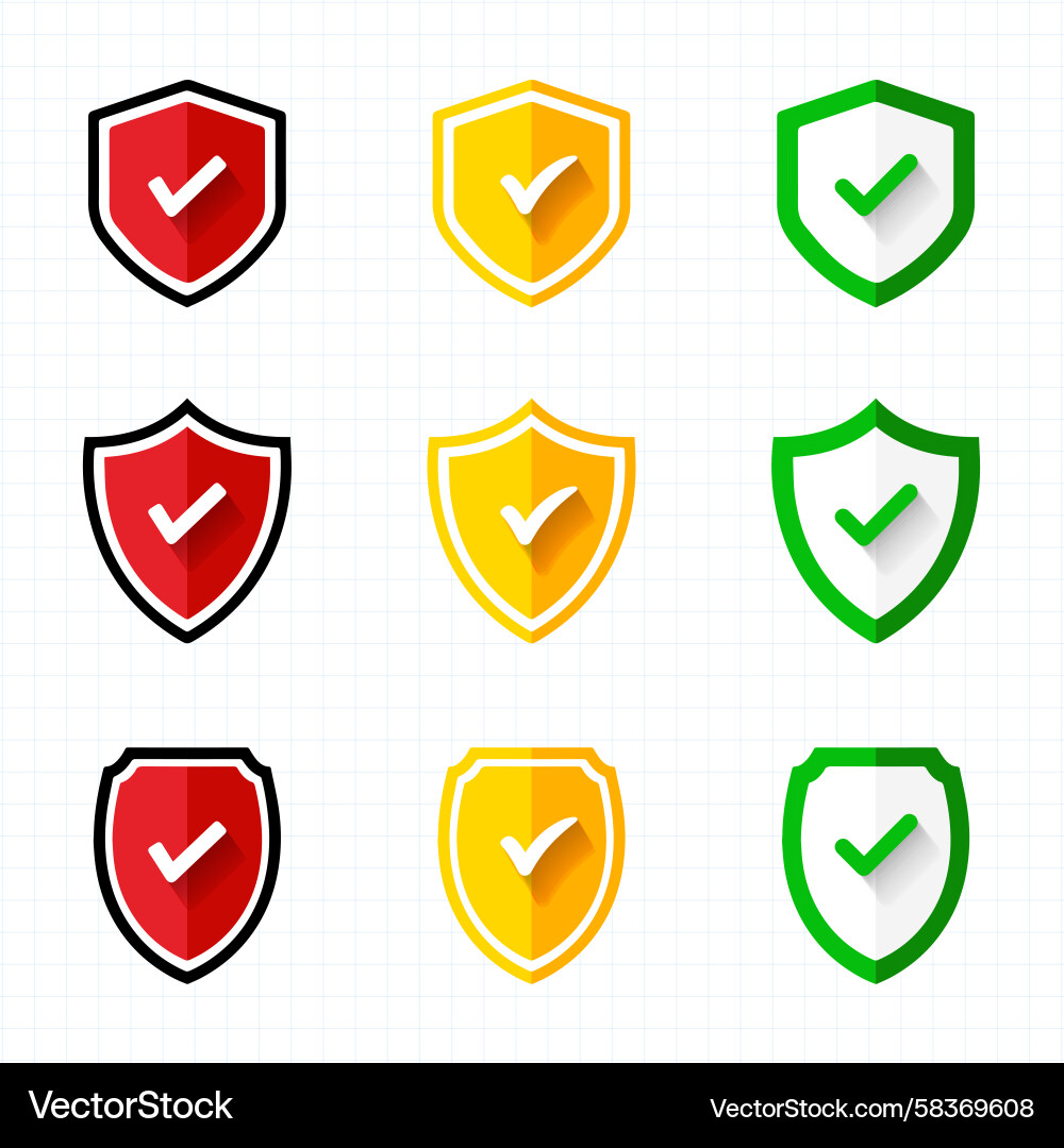 Shield Checkmark Icon Collection Vector Image