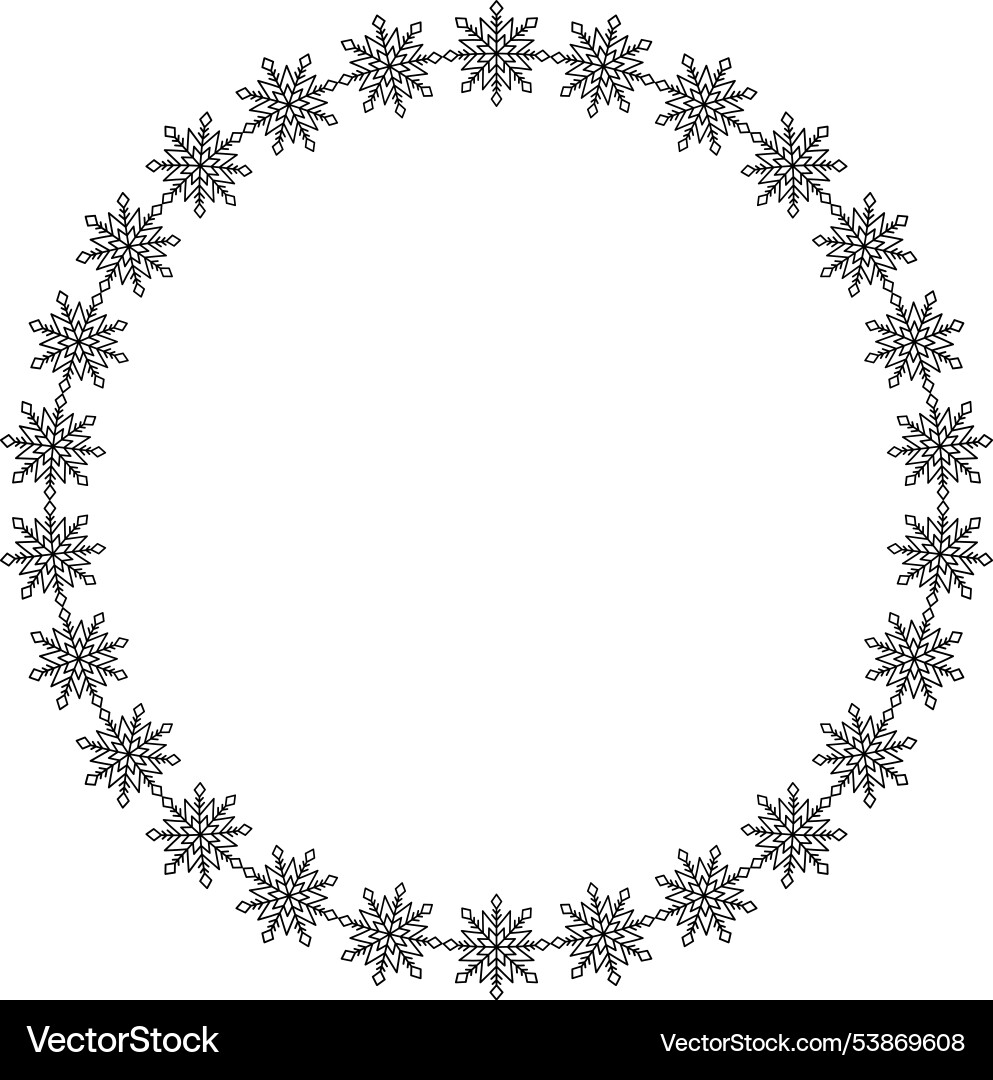 Snowflake circle frame winter round Snowflake circle frame winter round Vector Image
