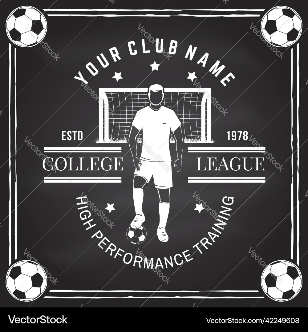 Soccer football club badge design on chalkboard vector image