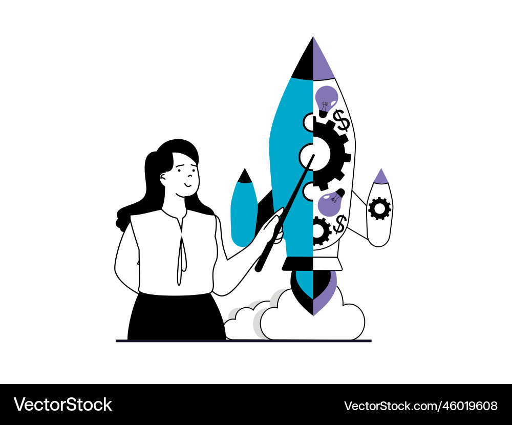 Startup concept with character situation Startup concept with character situation vector image