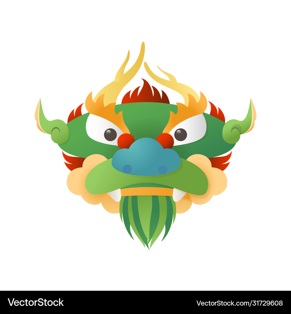 Traditional chinese dragon - head front view – Royalty-Free Vector |  VectorStock, image size:1000x1080