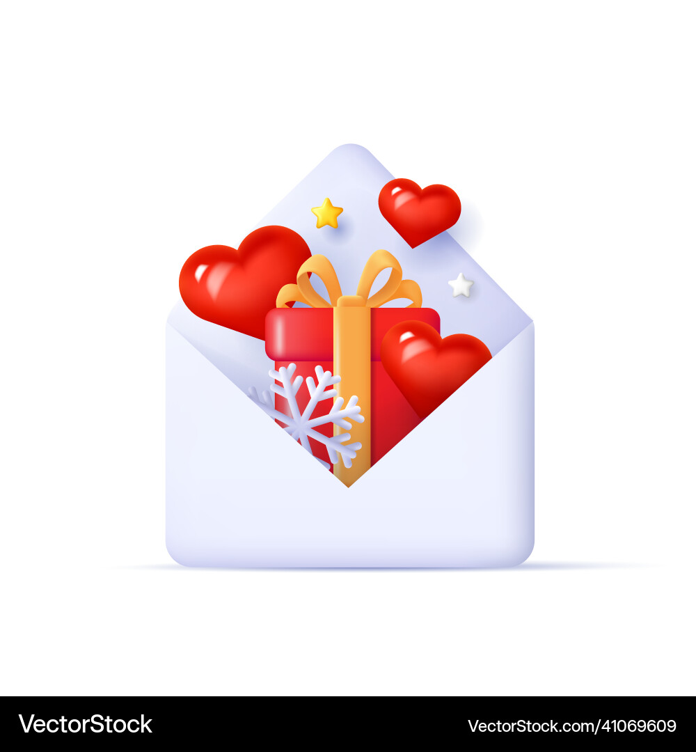 3d render od an open envelope vector image
