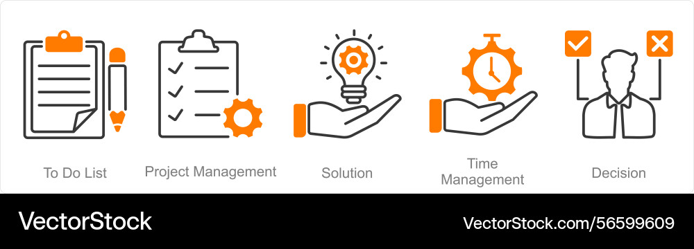 A set of 5 project management icons as to do list Vector Image