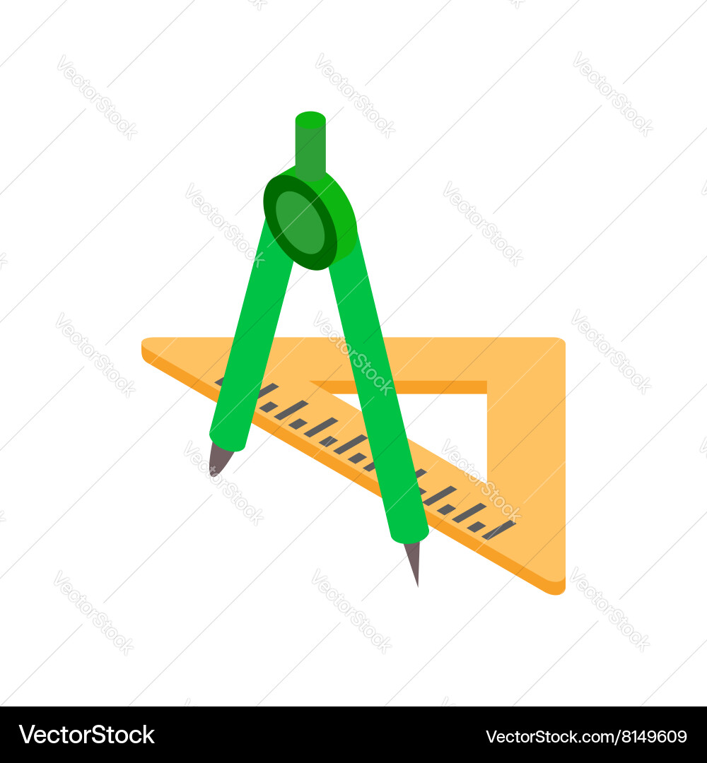 Compass and triangular ruler icon Vector Image