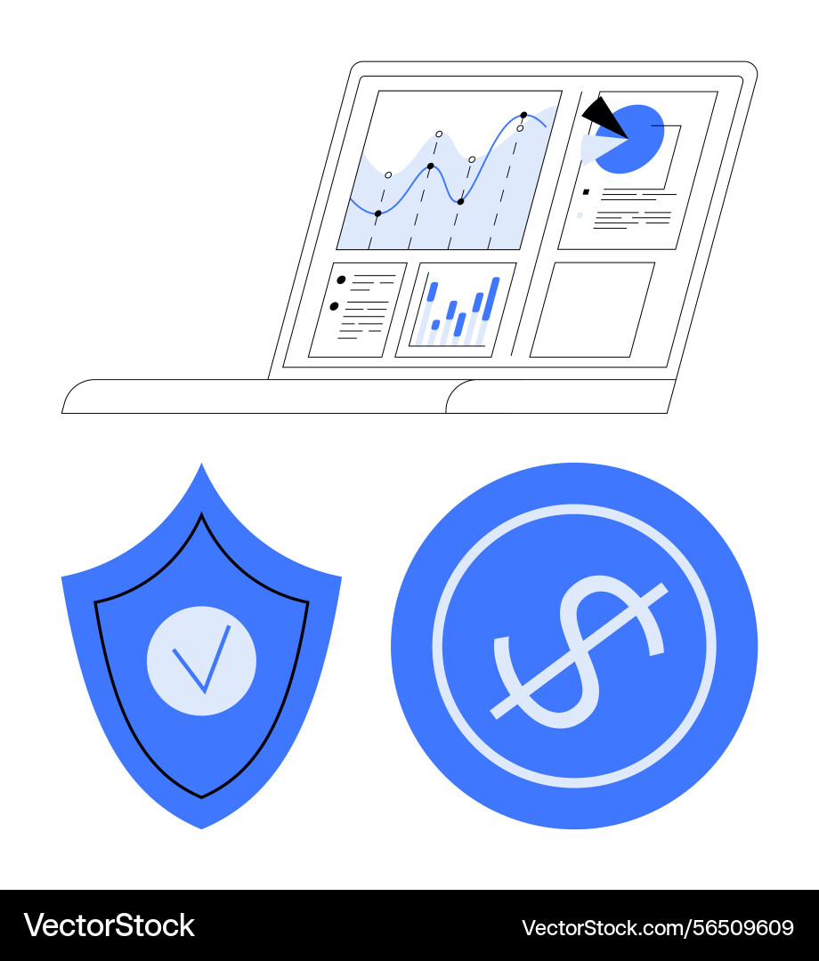 Digital analytics dashboard with security Digital analytics dashboard with security vector image