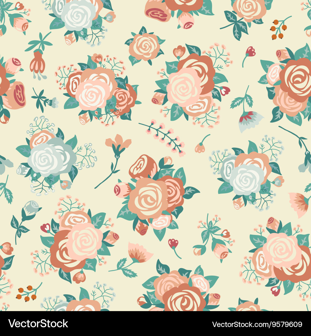 Floral Seamless Rose Pattern Vector Image