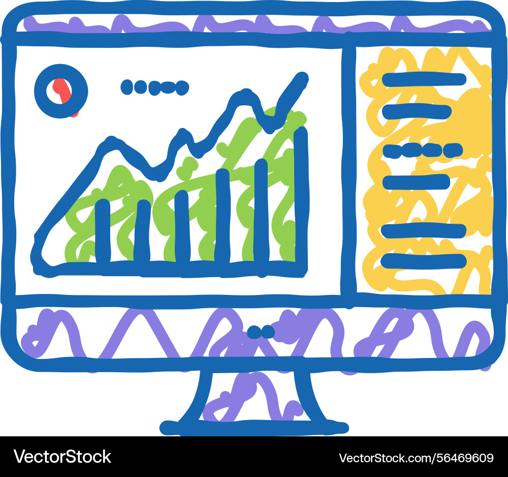 Infographic on computer display icon doodle Infographic on computer display icon doodle vector image