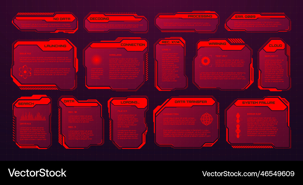 Red futuristic hud or ui elements sci-fi user Red futuristic hud or ui elements sci-fi user vector image