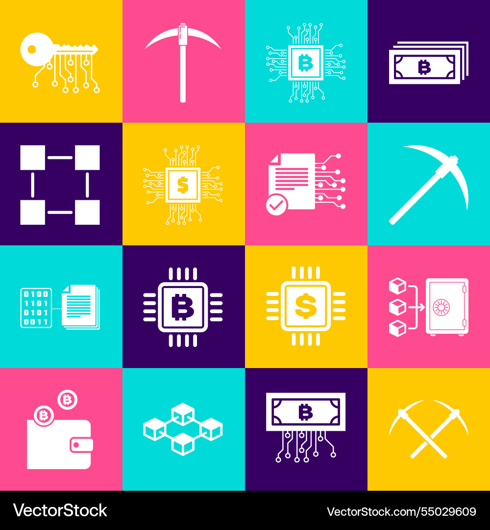 Set crossed pickaxe proof of stake cpu Set crossed pickaxe proof of stake cpu vector image
