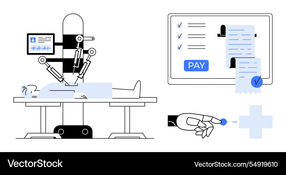 Advanced robotic surgery with automated billing Advanced robotic surgery with automated billing vector image