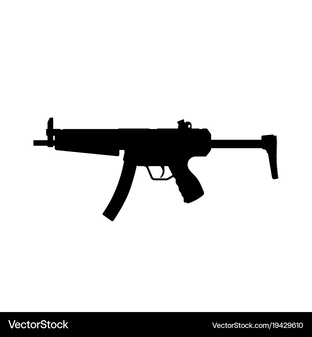 Black Machine Gun Silhouette Vector Image