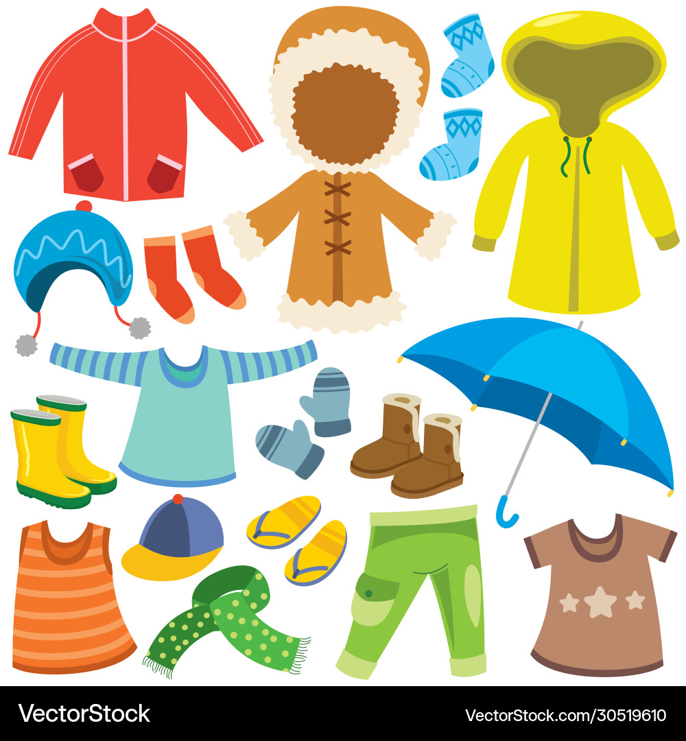 Bunte Kleidung für Kinder Bunte Kleidung für Kinder vektorbild