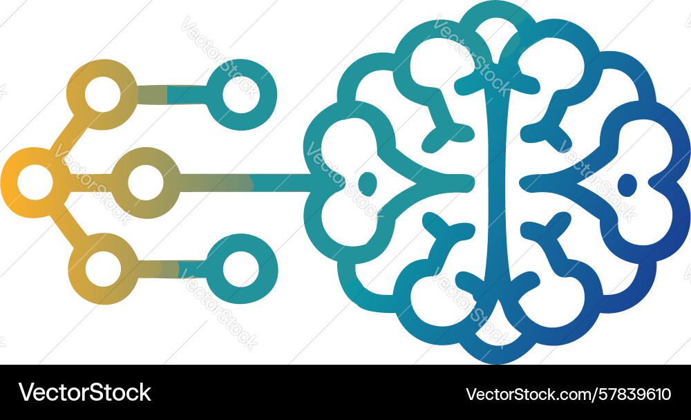 Digital brain connections and data flow icon vector image