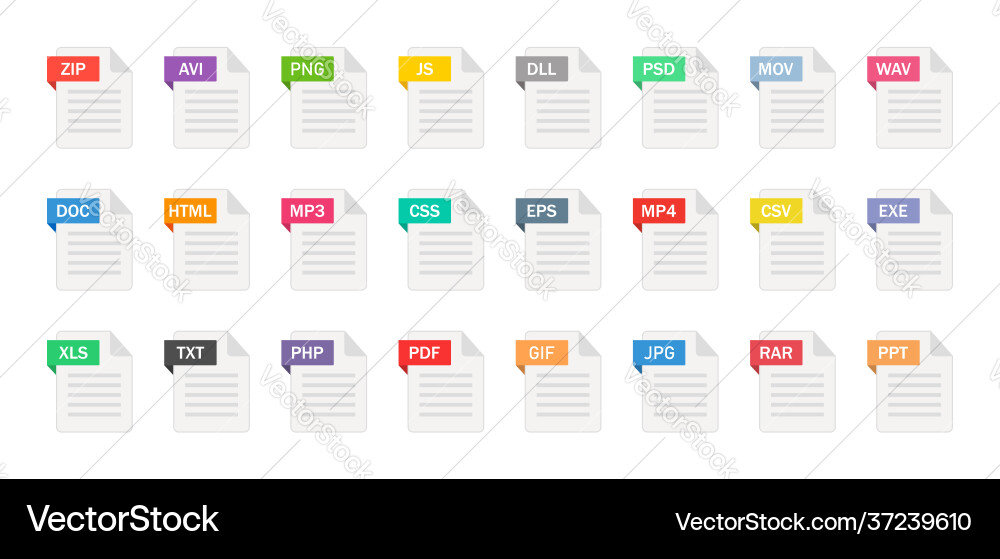 File Type Icons - Document & Format vector image