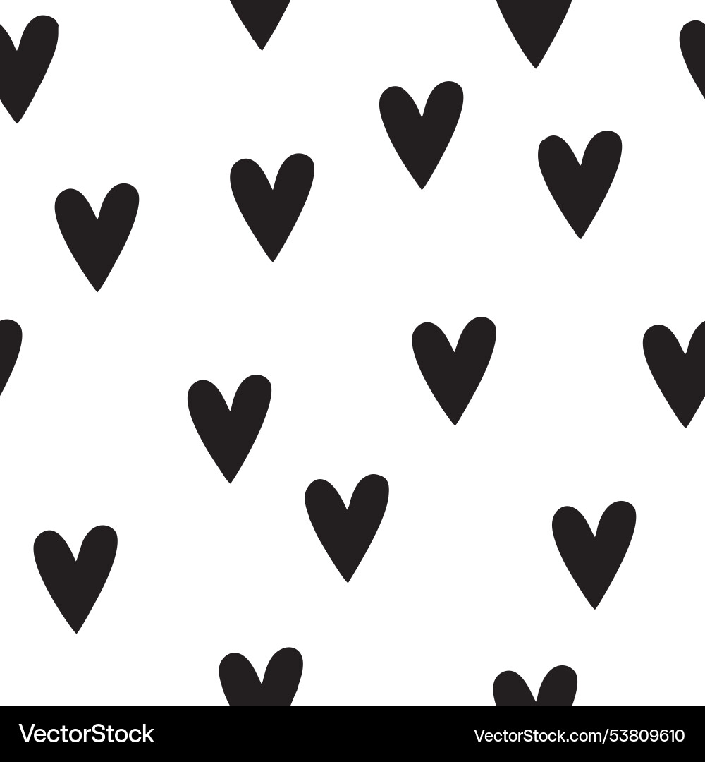 Monochrome seamless pattern with hearts isolated Monochrome seamless pattern with hearts isolated vector image