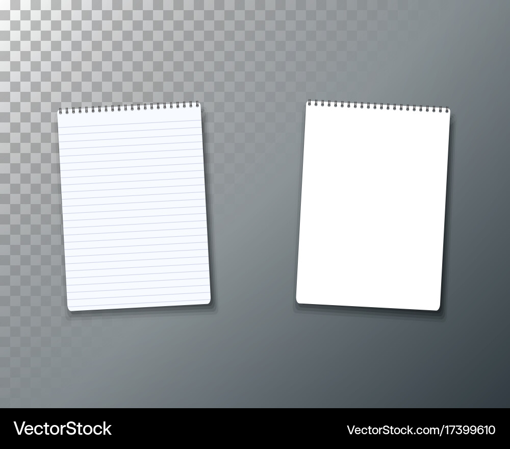Notepad set realistic empty template open vector image