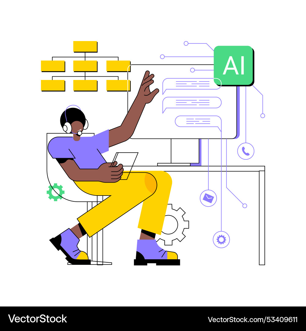 Ai-optimized call center operations abstract Ai-optimized call center operations abstract vector image