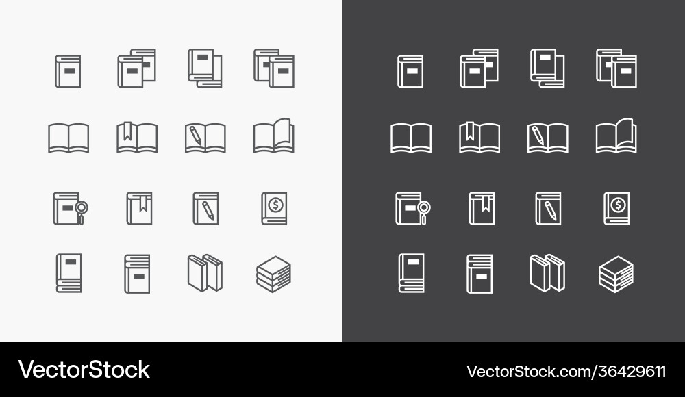 Book flat line icons design set Book flat line icons design set vector image