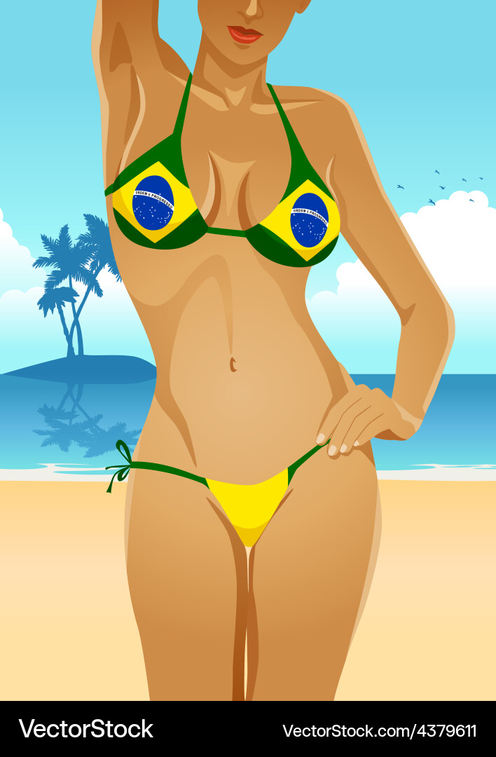 Brazilian Flag Swimsuit Vector Image