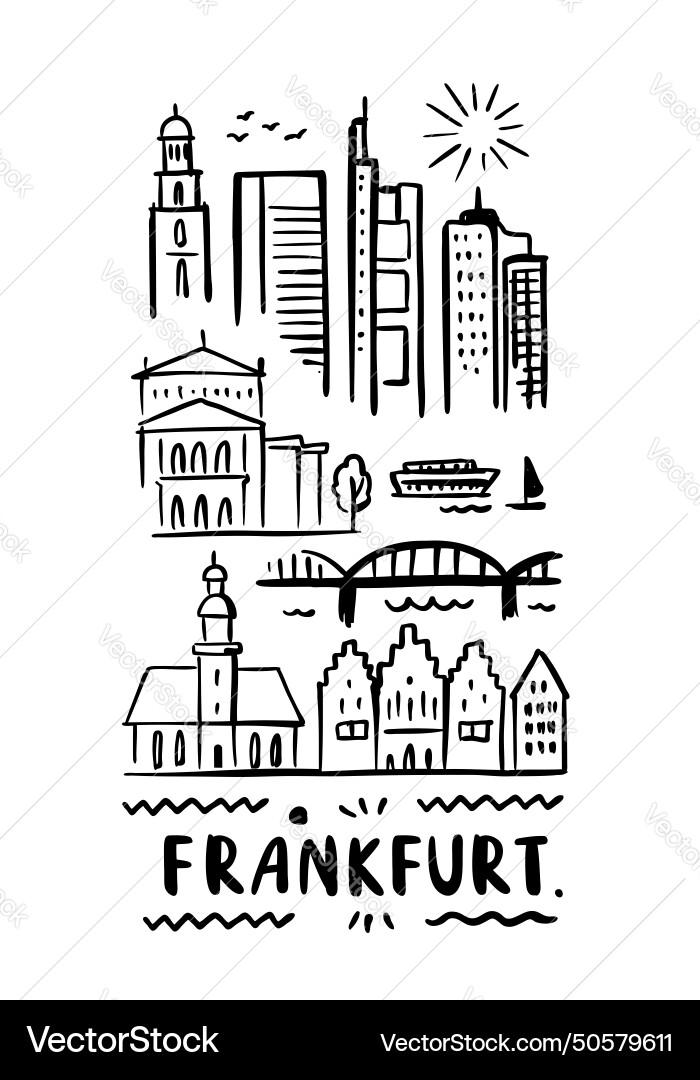 City of frankfurt in sketch style on white vector image