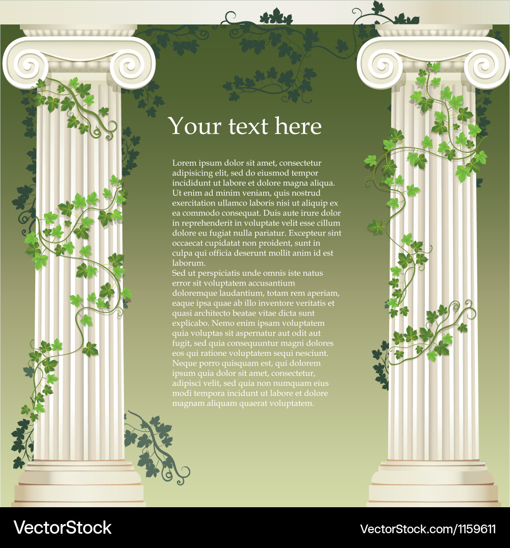 Classic Ionic Columns with Ivy vector image