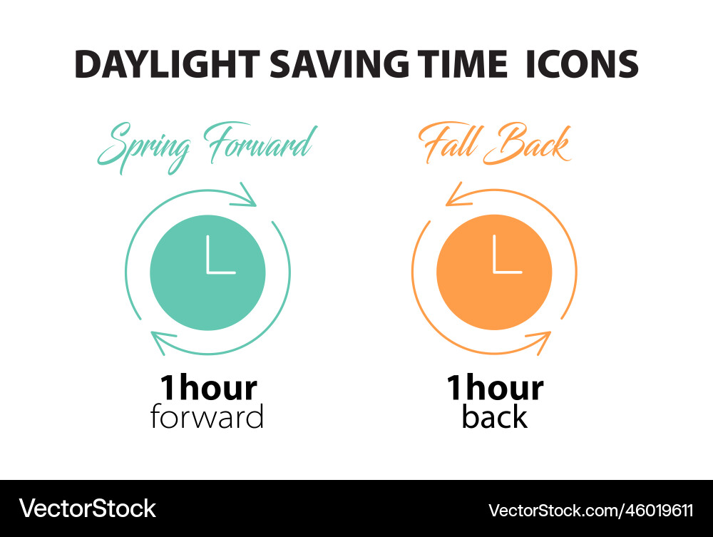 Daylight saving time icons set spring forward Vector Image