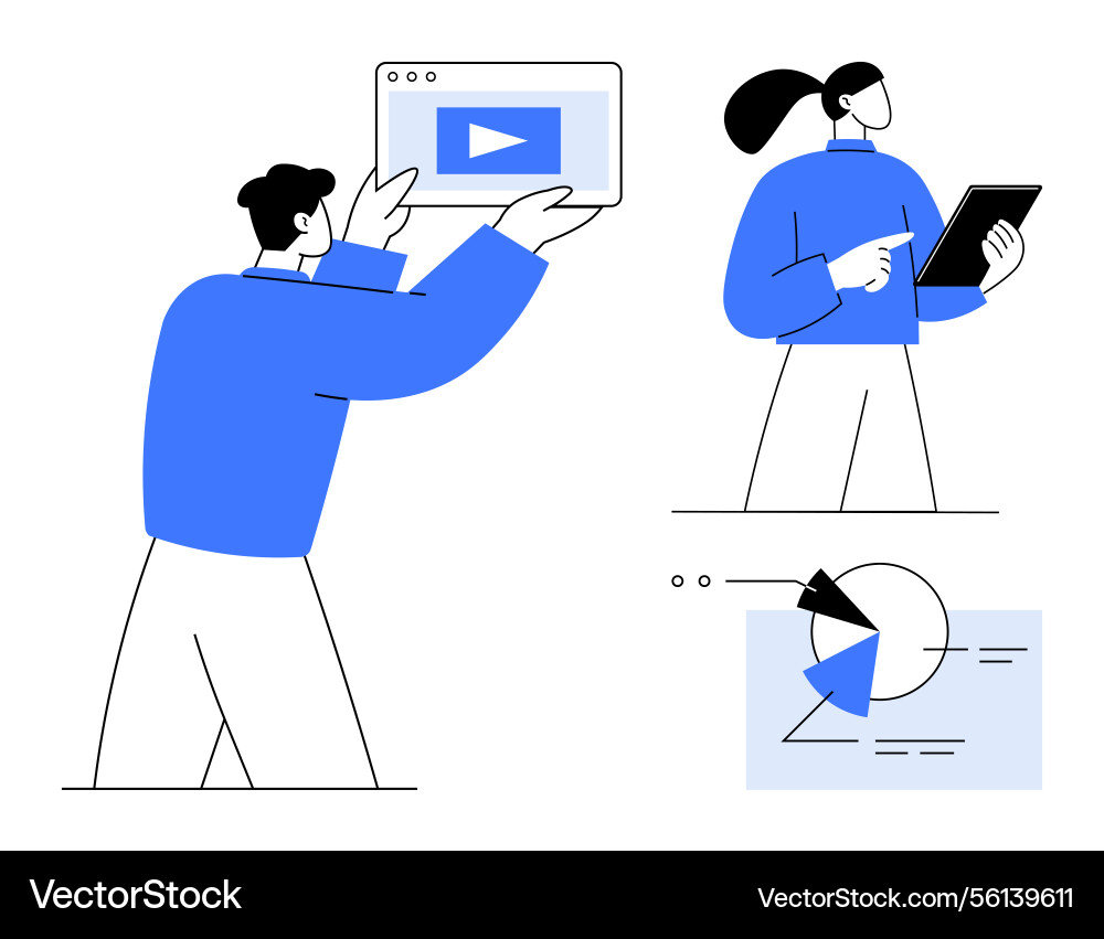 Digital teamwork creating video content Digital teamwork creating video content vector image
