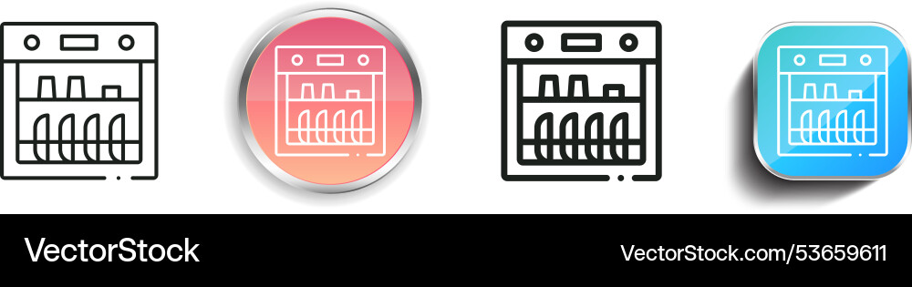 Dishwasher icon thin linear regular and button vector image