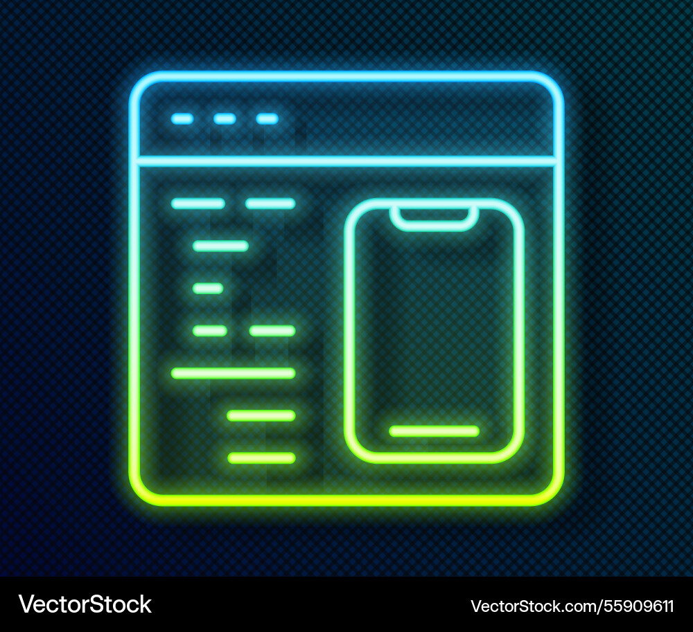 Glowing neon line software web developer Glowing neon line software web developer vector image