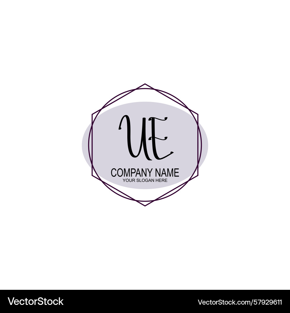 Handwriting logo concepts with initial ue Handwriting logo concepts with initial ue Vector Image