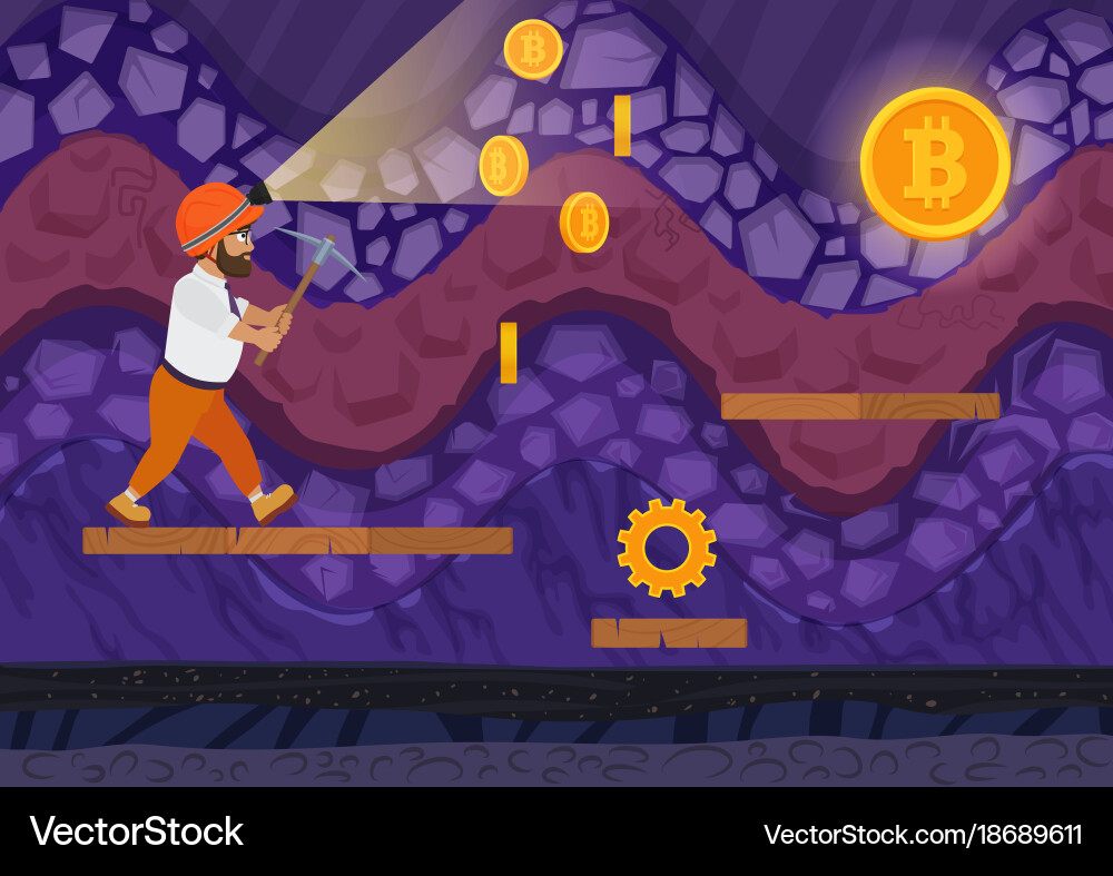 Man walking with pickaxe vector image