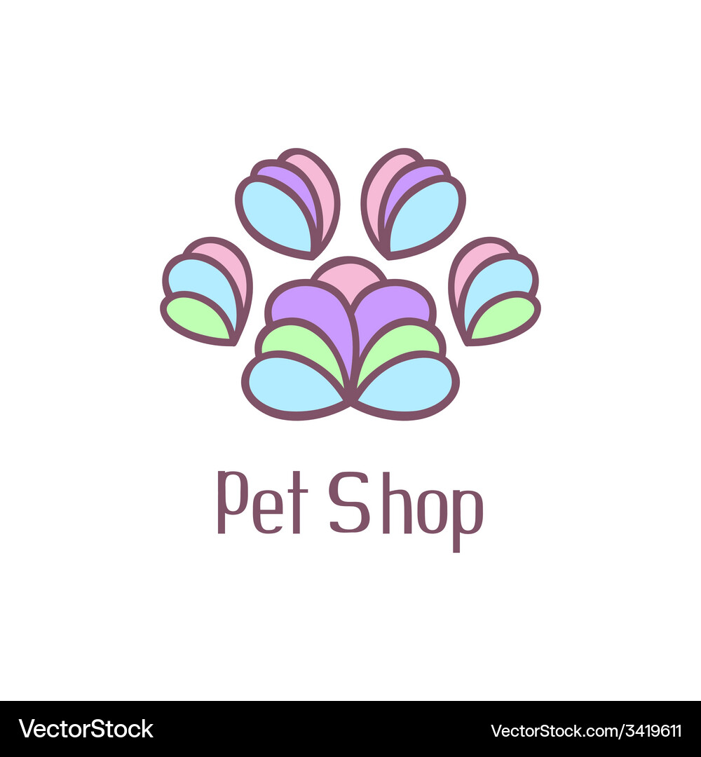 Original Pet Shop Logo mit Pfoten Vektorbild