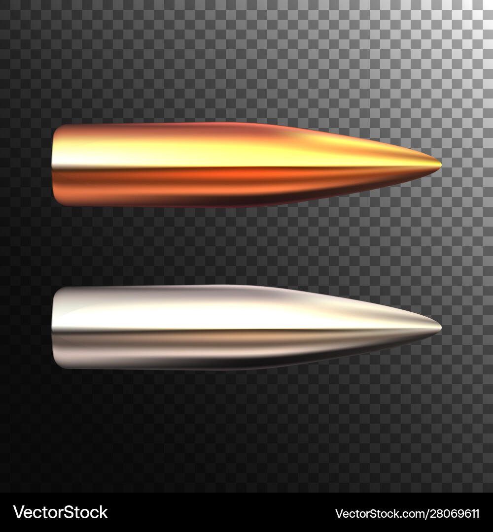 Realistic Bullet on Transparent Background Vector Image