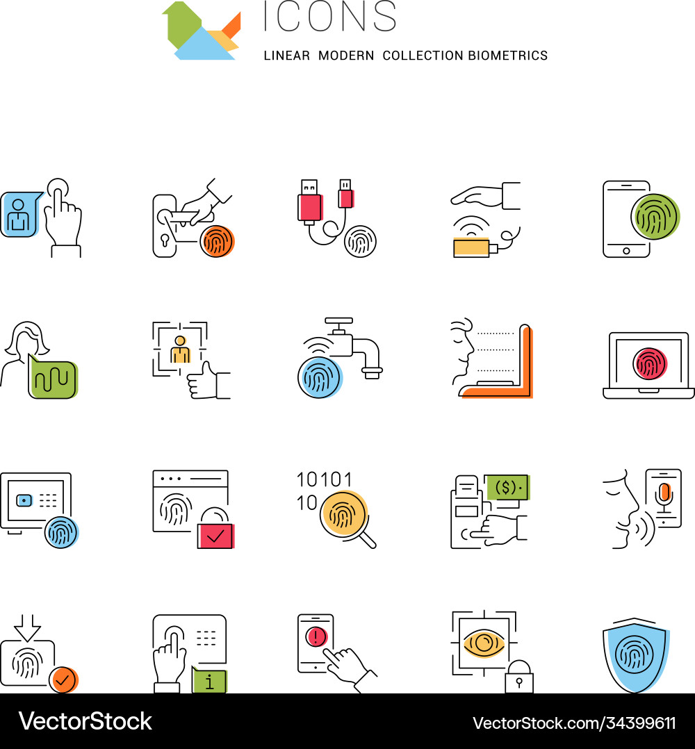 Set line icons biometrics Set line icons biometrics vector image