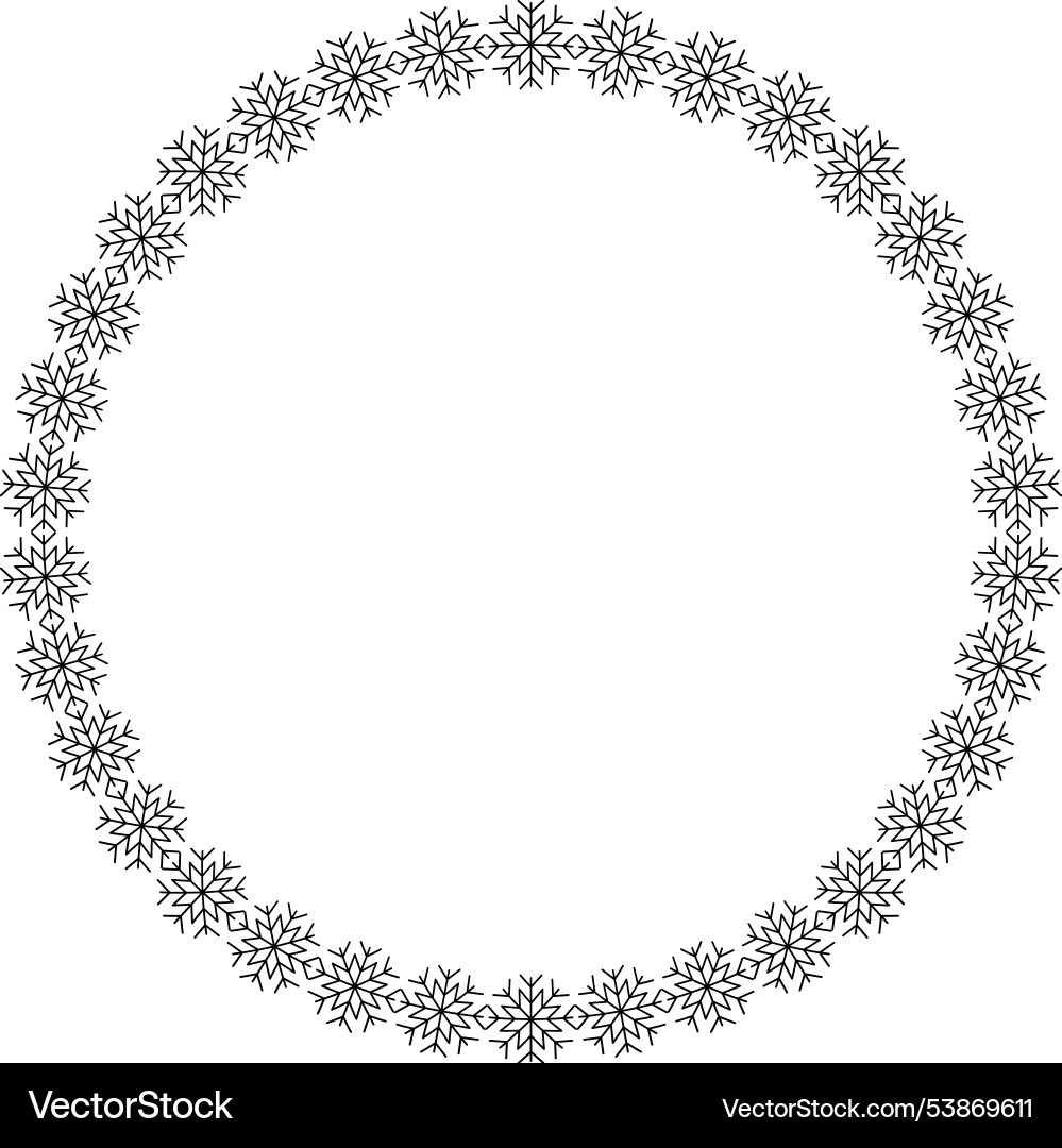 Snowflake circle frame winter round Snowflake circle frame winter round Vector Image