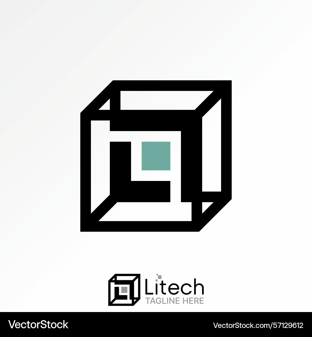 3d box square center initial l font virtual fantas 3d box square center initial l font virtual fantas vector image