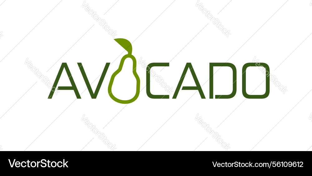 Avocado text icon organic vegetable food store Avocado text icon organic vegetable food store vector image